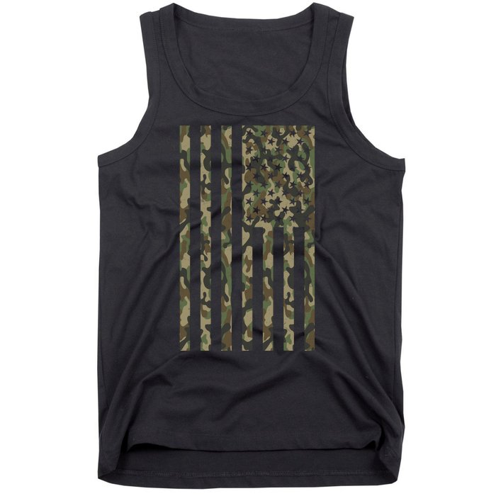 Military Camouflage USA American Flag Tank Top