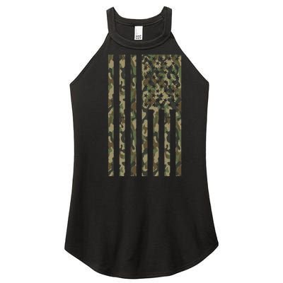 Military Camouflage USA American Flag Women's Perfect Tri Rocker Tank