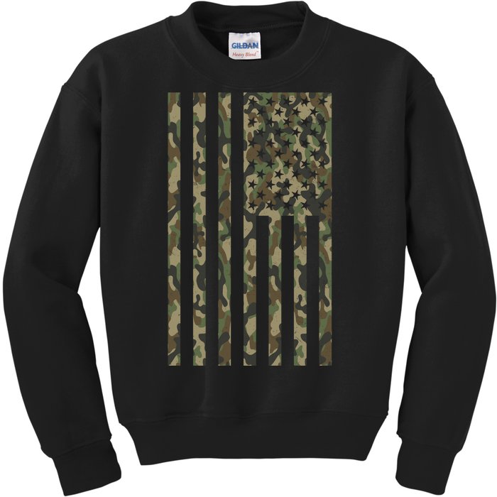 Military Camouflage USA American Flag Kids Sweatshirt