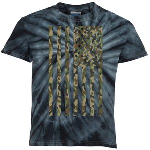 Military Camouflage USA American Flag Kids Tie-Dye T-Shirt