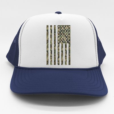 Military Camouflage USA American Flag Trucker Hat