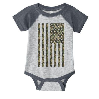 Military Camouflage USA American Flag Infant Baby Jersey Bodysuit