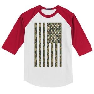 Military Camouflage USA American Flag Kids Colorblock Raglan Jersey