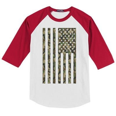 Military Camouflage USA American Flag Kids Colorblock Raglan Jersey