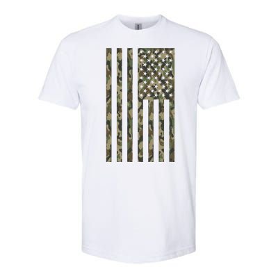 Military Camouflage USA American Flag Softstyle CVC T-Shirt