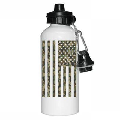 Military Camouflage USA American Flag Aluminum Water Bottle