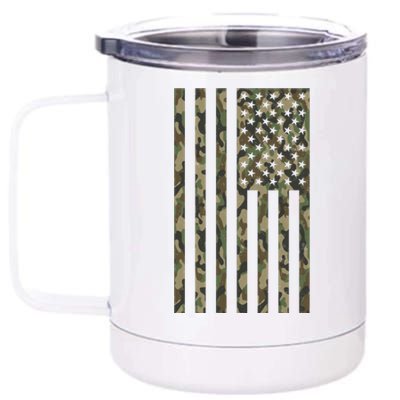 Military Camouflage USA American Flag 12 oz Stainless Steel Tumbler Cup