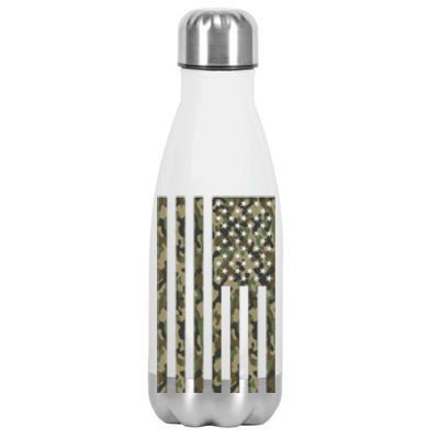 Military Camouflage USA American Flag Stainless Steel Insulated Water Bottle