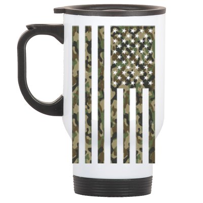 Military Camouflage USA American Flag Stainless Steel Travel Mug