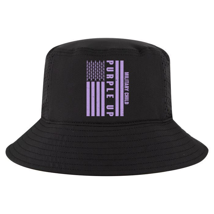 Military Child Purple UP US American Flag Cool Comfort Performance Bucket Hat