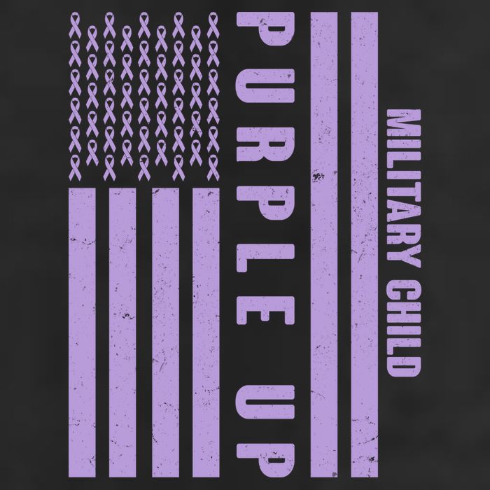 Military Child Purple UP US American Flag 7 Panel Mesh Trucker Snapback Hat