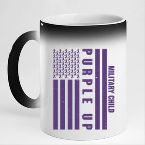 Military Child Purple UP US American Flag 11oz Black Color Changing Mug