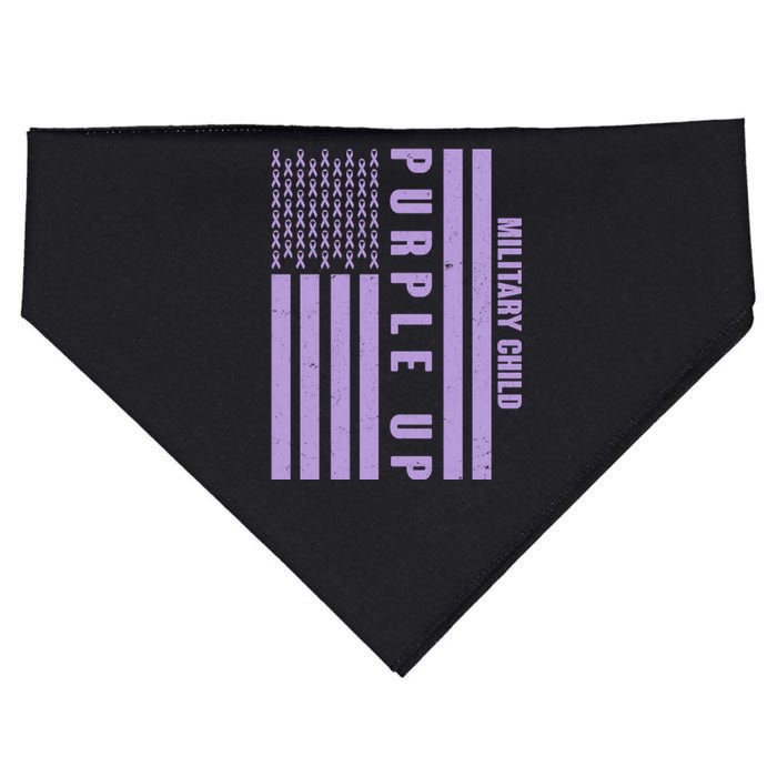 Military Child Purple UP US American Flag USA-Made Doggie Bandana