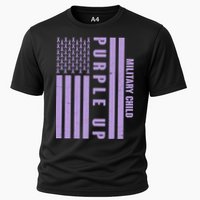 Military Child Purple UP US American Flag Cooling Performance Crew T-Shirt