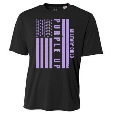 Military Child Purple UP US American Flag Cooling Performance Crew T-Shirt