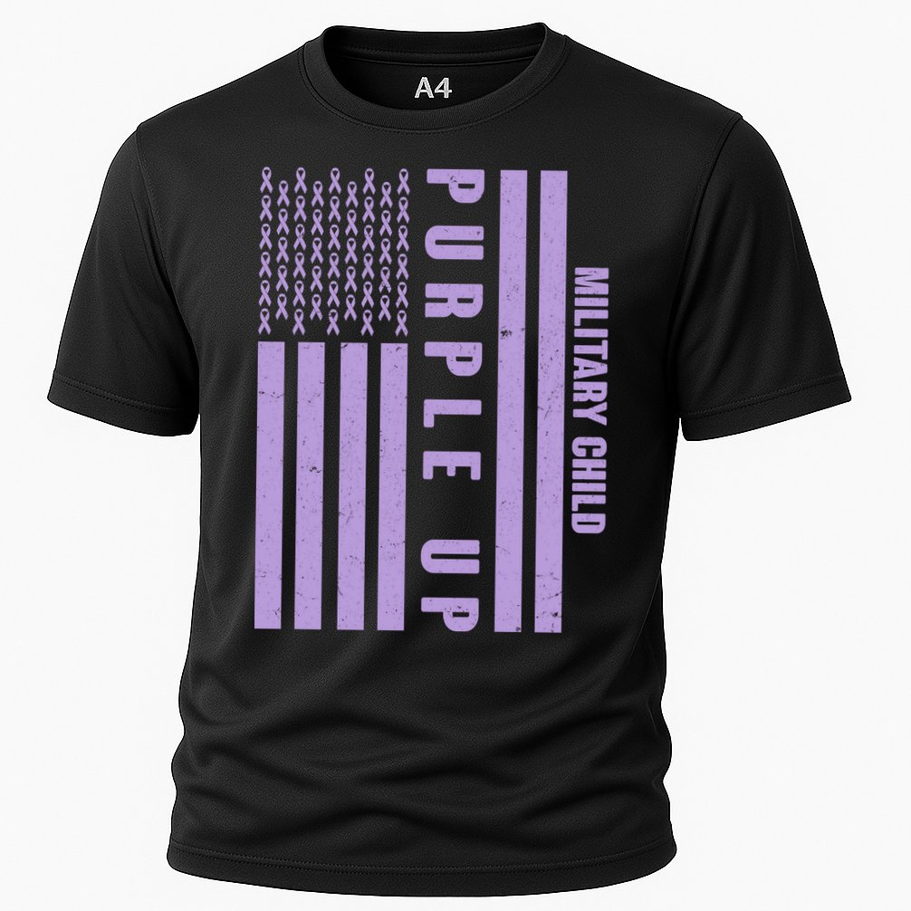 Military Child Purple UP US American Flag Cooling Performance Crew T-Shirt