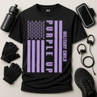 Military Child Purple UP US American Flag Cooling Performance Crew T-Shirt