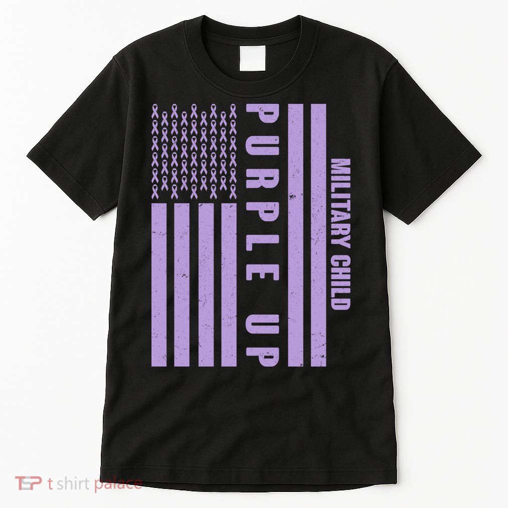 Military Child Purple UP US American Flag Tall T-Shirt