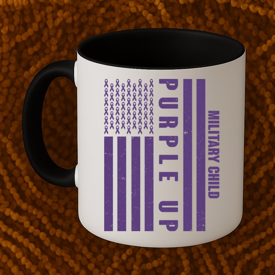 Military Child Purple UP US American Flag Mug