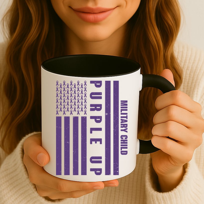 Military Child Purple UP US American Flag Mug