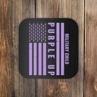 Military Child Purple UP US American Flag Coaster