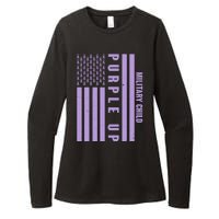 Military Child Purple UP US American Flag Womens CVC Long Sleeve Shirt