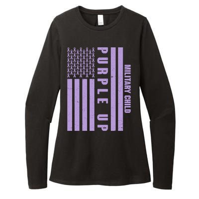 Military Child Purple UP US American Flag Womens CVC Long Sleeve Shirt