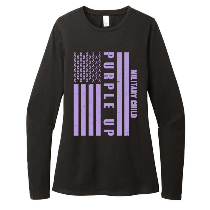 Military Child Purple UP US American Flag Womens CVC Long Sleeve Shirt