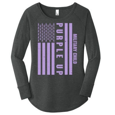 Military Child Purple UP US American Flag Women's Perfect Tri Tunic Long Sleeve Shirt