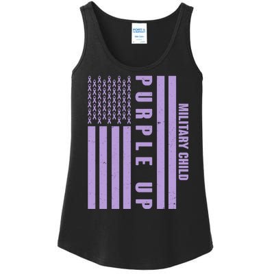 Military Child Purple UP US American Flag Ladies Essential Tank