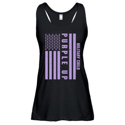 Military Child Purple UP US American Flag Ladies Essential Flowy Tank