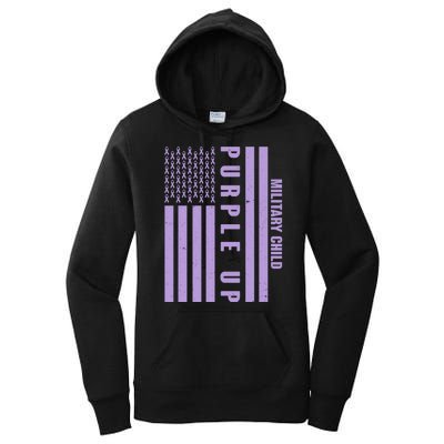 Military Child Purple UP US American Flag Women's Pullover Hoodie