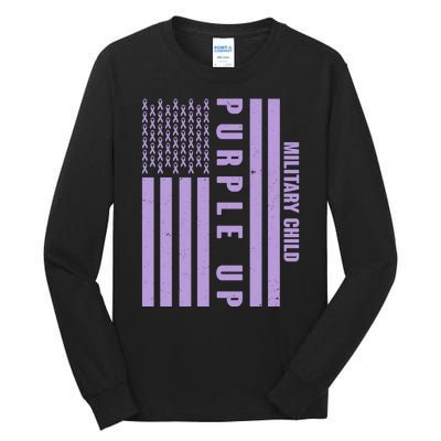 Military Child Purple UP US American Flag Tall Long Sleeve T-Shirt