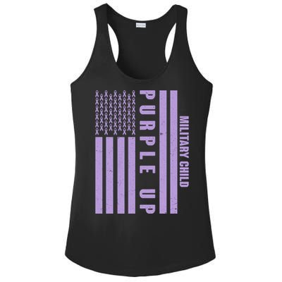 Military Child Purple UP US American Flag Ladies PosiCharge Competitor Racerback Tank