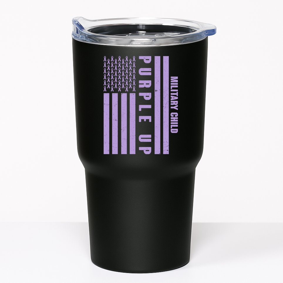 Military Child Purple UP US American Flag Tumbler