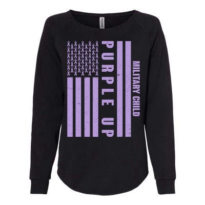 Military Child Purple UP US American Flag Womens California Wash Sweatshirt