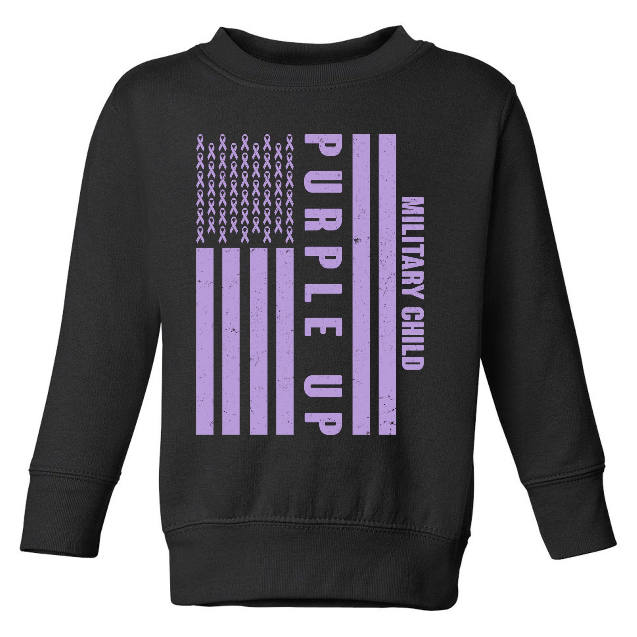 Military Child Purple UP US American Flag Toddler Sweatshirt