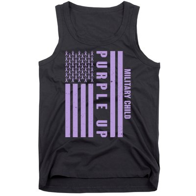 Military Child Purple UP US American Flag Tank Top