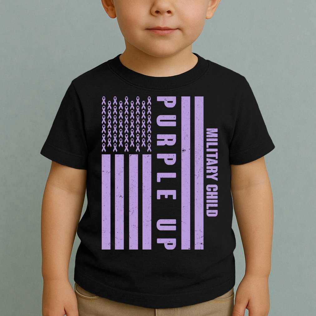 Military Child Purple UP US American Flag Toddler T-Shirt