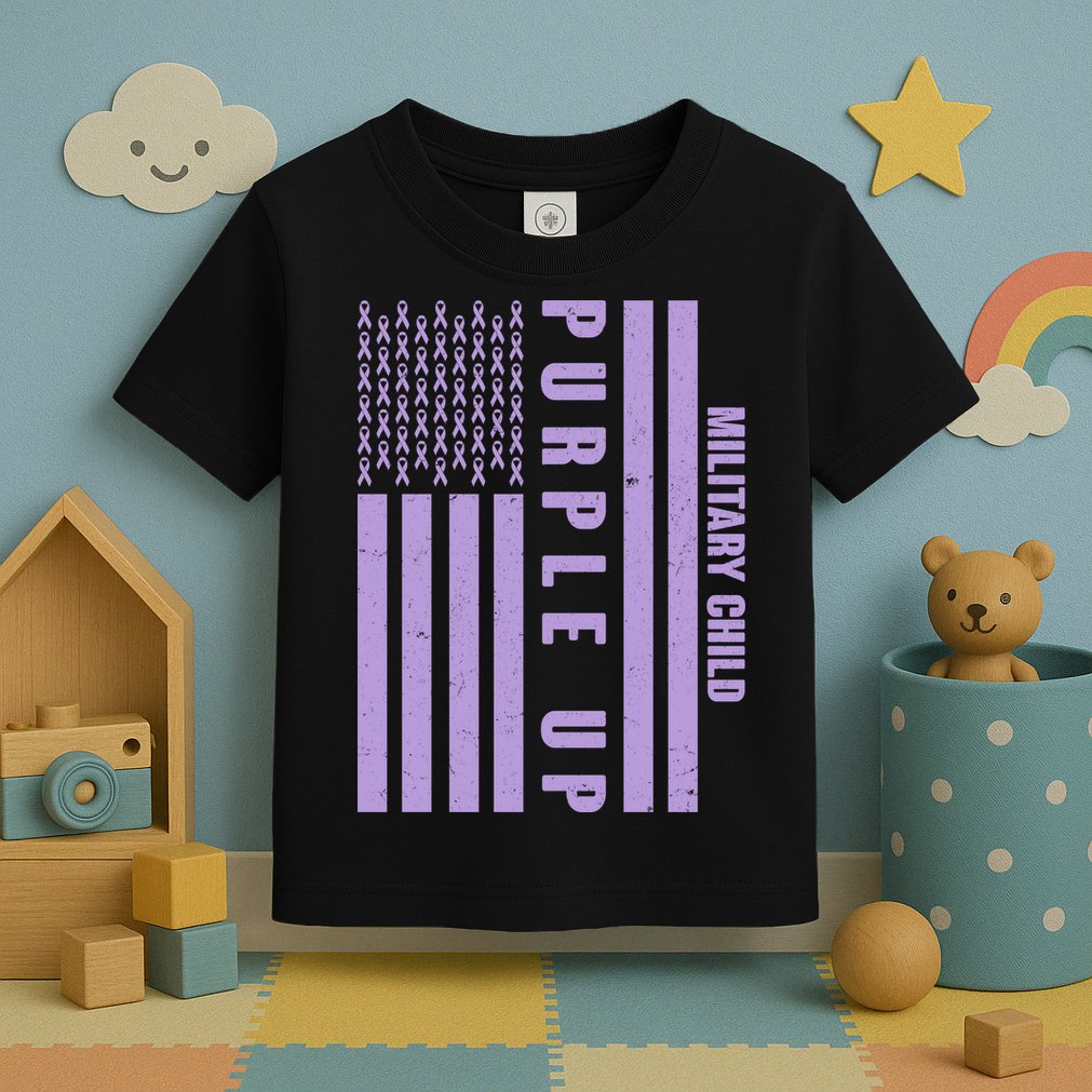 Military Child Purple UP US American Flag Toddler T-Shirt