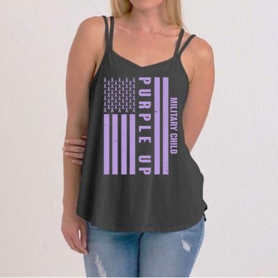 Military Child Purple UP US American Flag Women's Strappy Tank