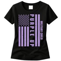 Military Child Purple UP US American Flag Womens T-Shirt