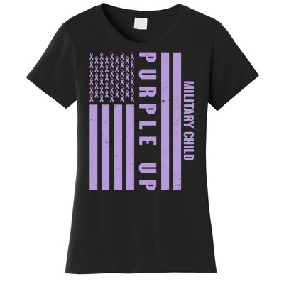 Military Child Purple UP US American Flag Women's T-Shirt