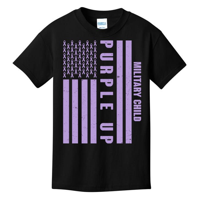 Military Child Purple UP US American Flag Kids T-Shirt