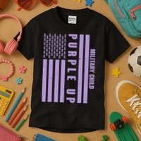 Military Child Purple UP US American Flag Kids T-Shirt