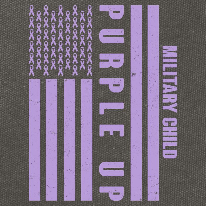 Military Child Purple UP US American Flag Cotton Canvas Backpack