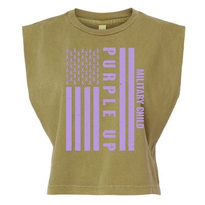 Military Child Purple UP US American Flag Garment-Dyed Women's Muscle Tee