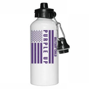 Military Child Purple UP US American Flag Aluminum Water Bottle