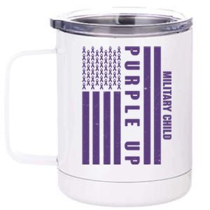 Military Child Purple UP US American Flag 12 oz Stainless Steel Tumbler Cup