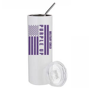 Military Child Purple UP US American Flag Stainless Steel Tumbler